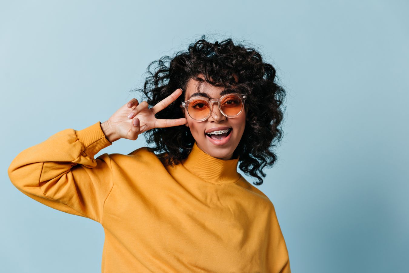Adult patient with braces at Gamblin Orthodontics